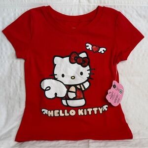 Hello Kitty, Sanrio Bright Red Tee with White Logo Girls Size 7 T-Shirt
